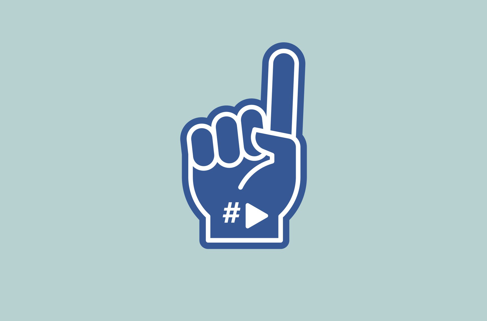 Foam finger with a play symbol.
