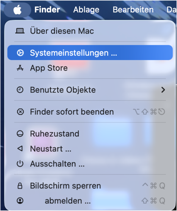 Apple menu with the System Preferences button highlighted.