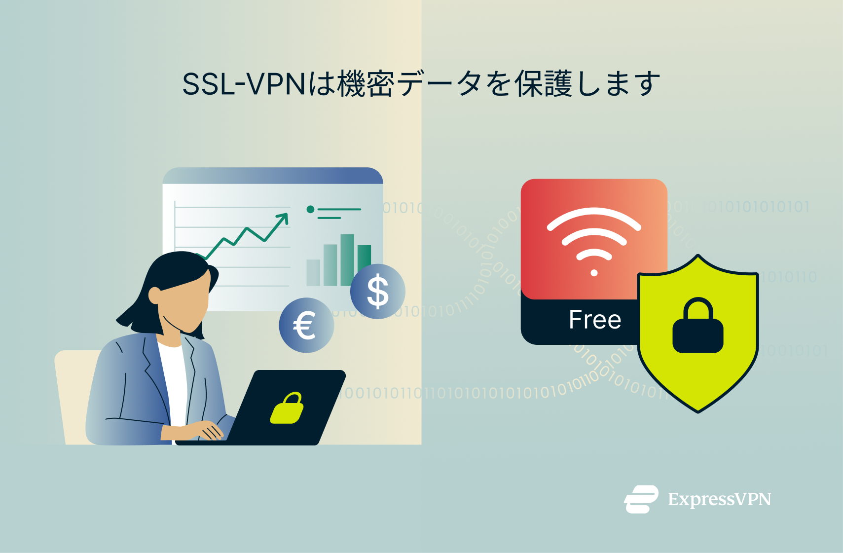 SSL Illustration showing SSL VPN protecting sensitive data.