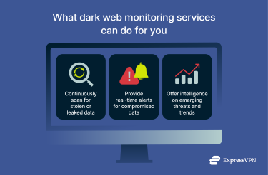 A quick summary of what dark web monitoring services can do for an individual or organization.