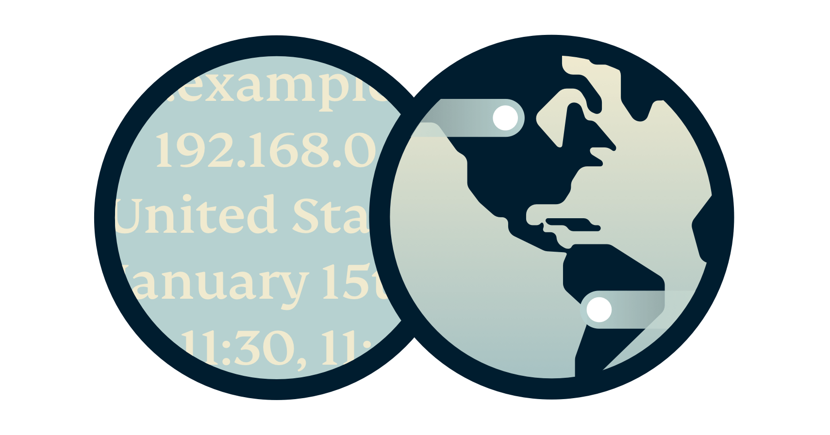 Kula ziemska obok adresów IP i adresów URL.
