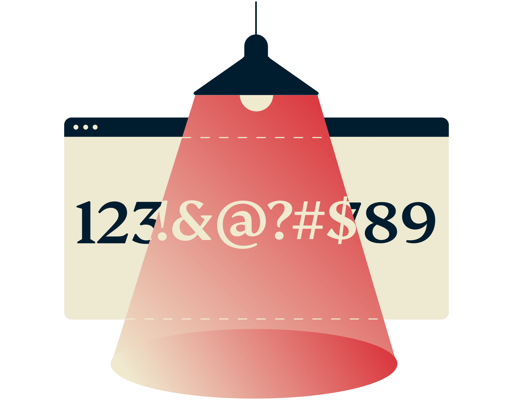 Lampe mit verschlüsseltem Text.