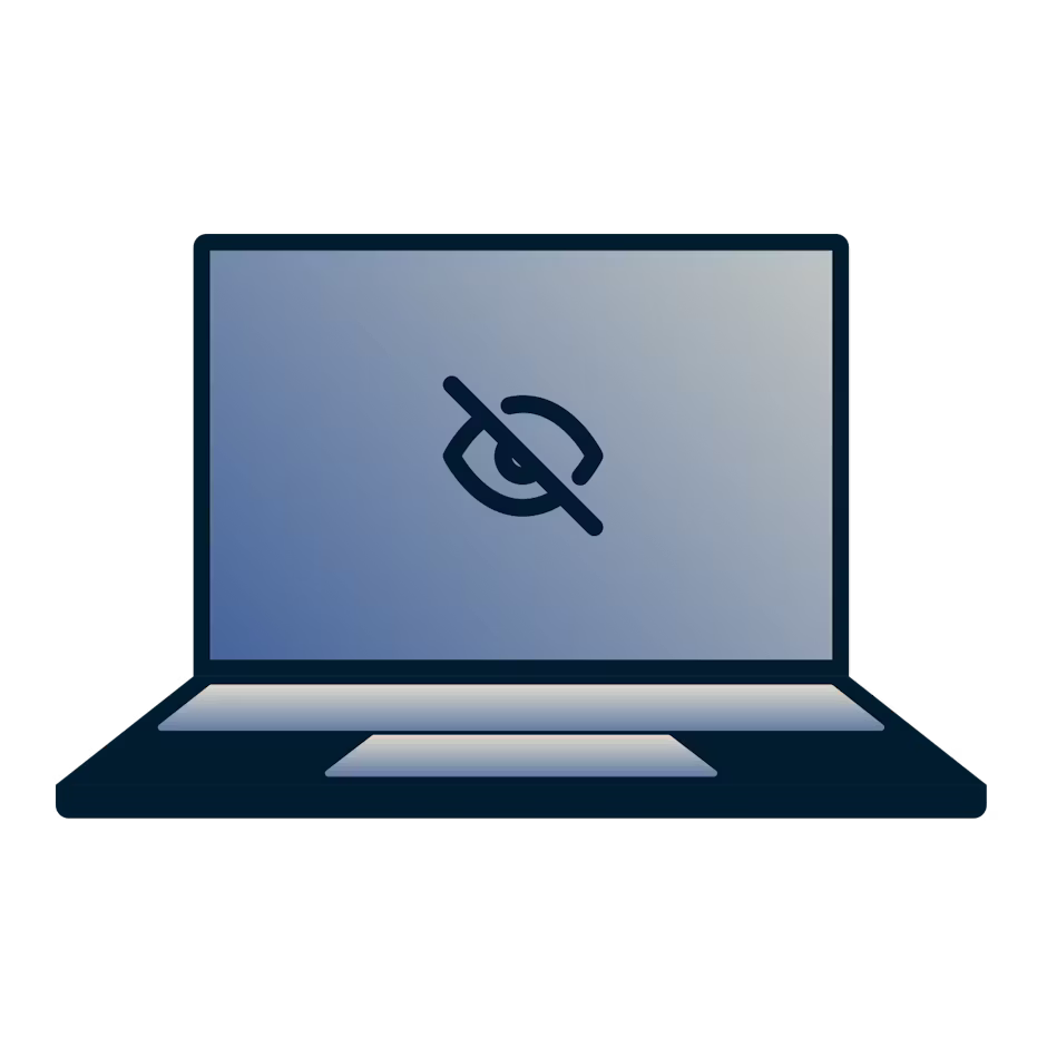 Bærbar PC med blokkert tilgang til innhold og apper.