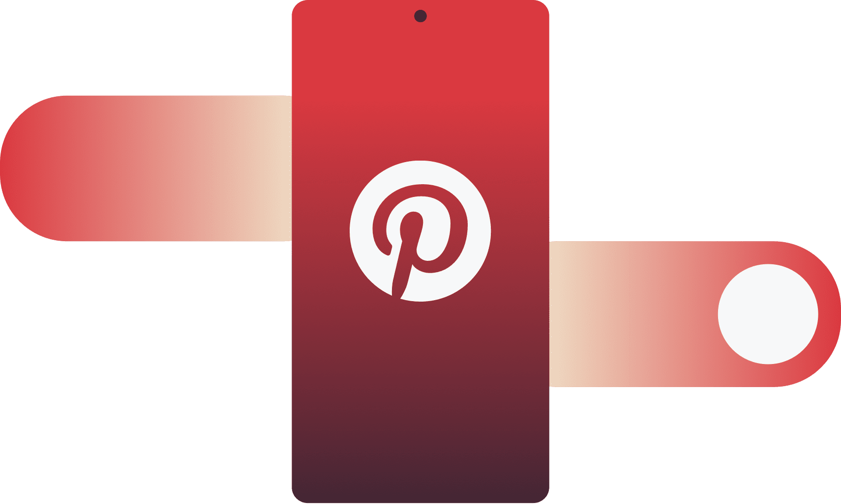 โลโก้ Pinterest บนอุปกรณ์มือถือที่มีท่าทางปัดผ่านมัน