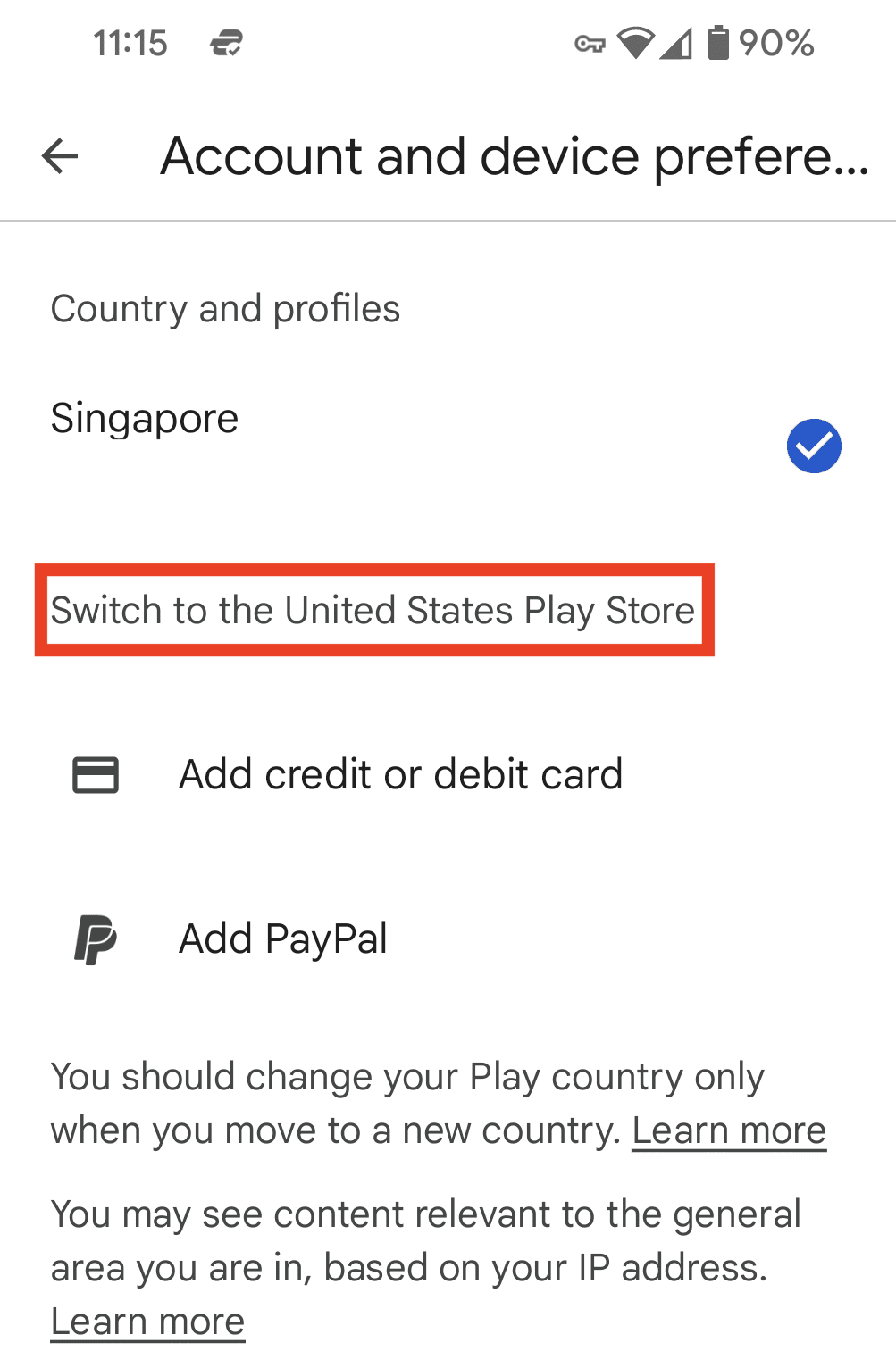 So ändern Sie das Google Play-Land mit einem VPN auf Android