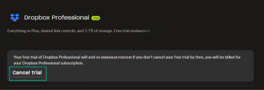 Cancelling your Dropbox subscription.