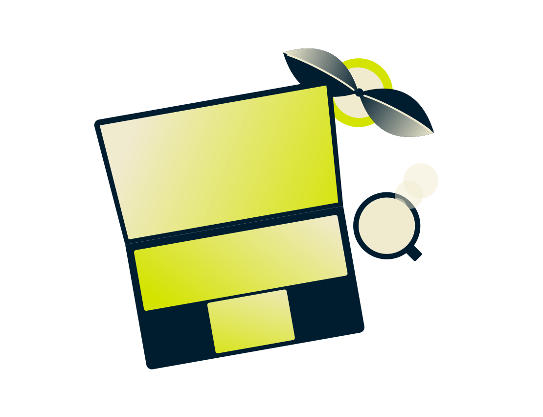 植物と飲み物を持ったラップトップ